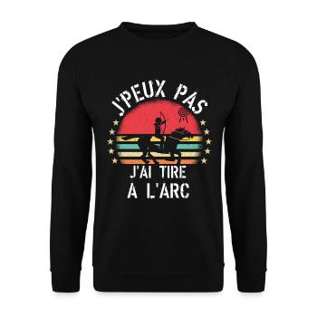J Peux Pas J Ai Tire à l arc cadeau vintage - Sweat-shirt Unisexe - noir - Devant - Alina (178cm) & Michal (187cm)
