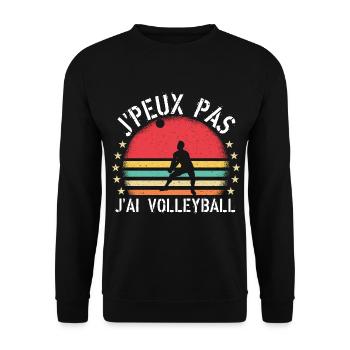 J Peux Pas J Ai Volleyball cadeau vintage - Sweat-shirt Unisexe - noir - Devant - Alina (178cm) & Michal (187cm)