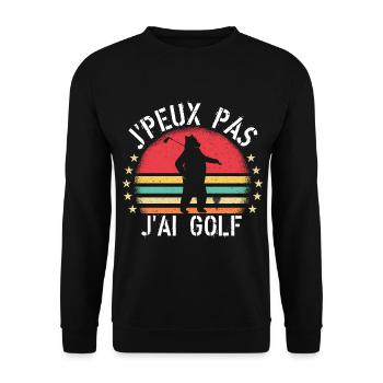 J Peux Pas J Ai Golf cadeau vintage - Sweat-shirt Unisexe - noir - Devant - Alina (178cm) & Michal (187cm)