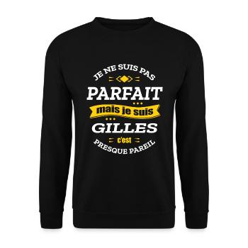 GILLES PARFAIT - PRENOM GILLES - Sweat-shirt Unisexe - noir - Devant - Alina (178cm) & Michal (187cm)