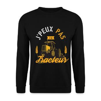 J'Peux Pas J'Ai Tracteur cadeau humour - Sweat-shirt Unisexe - noir - Devant - Alina (178cm) & Michal (187cm)