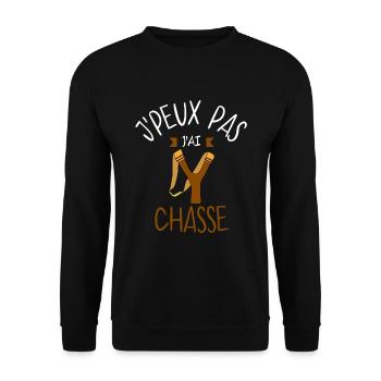 J'peux pas j'ai chasse - lance pierre - Sweat-shirt Unisexe - noir - Devant - Alina (178cm) & Michal (187cm)