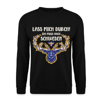 LASS MICH DURCH ICH MUSS NACH SCHWEDEN Urlaub - Unisex Pullover - Schwarz - Vorne - Alina (178cm) & Michal (187cm)