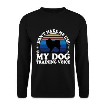 Volpino Italiano Hundeliebhaber Silhouette Retro Sonnenuntergang - Unisex Pullover - Schwarz - Vorne - Alina (178cm) & Michal (187cm)
