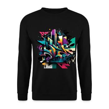 Urban Art im Graffiti-Stil 2 - Unisex Pullover - Schwarz - Vorne - Alina (178cm) & Michal (187cm)