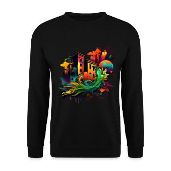 Urban Art im Graffiti-Stil 3 - Unisex Pullover - Schwarz - Vorne - Alina (178cm) & Michal (187cm)