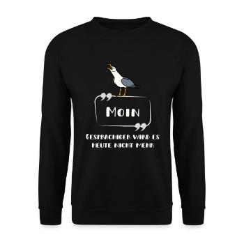 Moin - schreiende Möwe Schrift lustig norddeutsch - Unisex Pullover - Schwarz - Vorne - Alina (178cm) & Michal (187cm)