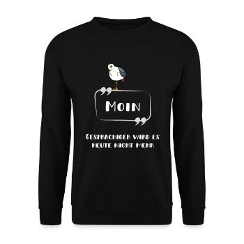 Moin Nicht gesprächig Möwe hell - Unisex Pullover - Schwarz - Vorne - Alina (178cm) & Michal (187cm)