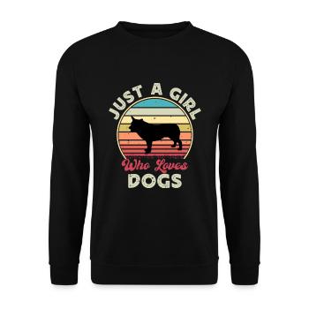 Australischer Cattle Hund Liebe Silhouette Retro Sonnenuntergang - Unisex Pullover - Schwarz - Vorne - Alina (178cm) & Michal (187cm)