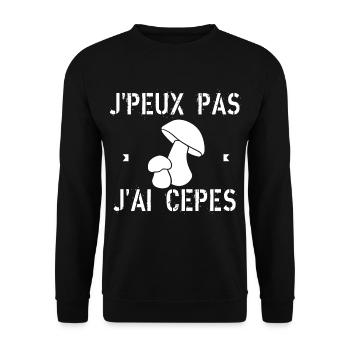 J'Peux Pas J'Ai Cèpes - Sweat-shirt Unisexe - noir - Devant - Alina (178cm) & Michal (187cm)