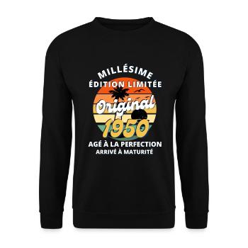 Millésime 1950 Original cadeau - Sweat-shirt Unisexe - noir - Devant - Alina (178cm) & Michal (187cm)