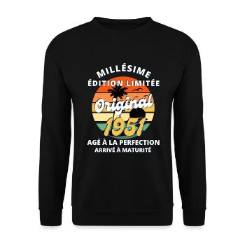 Millésime 1951 Original cadeau - Sweat-shirt Unisexe - noir - Devant - Alina (178cm) & Michal (187cm)