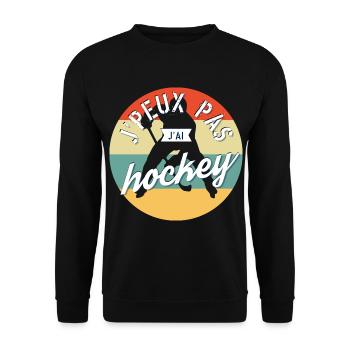 J'Peux Pas J'Ai Hockey - Vintage - Sweat-shirt Unisexe - noir - Devant - Alina (178cm) & Michal (187cm)