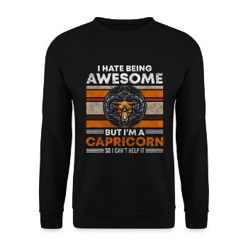 Horoskop Astrologie Januar Hartnäckig - Unisex Pullover - Schwarz - Vorne - Alina (178cm) & Michal (187cm)