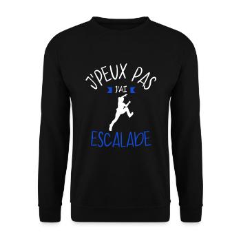 Teeshirt humour J'Peux Pas J'Ai Escalade - Sweat-shirt Unisexe - noir - Devant - Alina (178cm) & Michal (187cm)