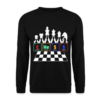 Schachspiel - Chess Schach Schach Periodensystem - Unisex Pullover - Schwarz - Vorne - Alina (178cm) & Michal (187cm)