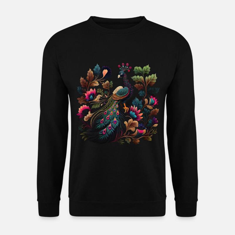 Pfau im Garten - Unisex Pullover - Schwarz