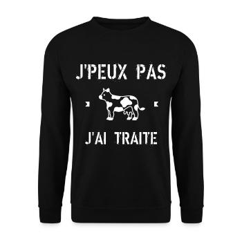 J Peux Pas J ai Traite - Sweat-shirt Unisexe - noir - Devant - Alina (178cm) & Michal (187cm)