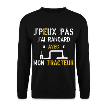 J Peux Pas J Ai Rancard avec mon tracteur - Sweat-shirt Unisexe - noir - Devant - Alina (178cm) & Michal (187cm)