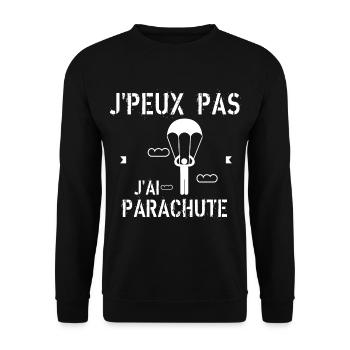 J Peux Pas J ai Parachute - Sweat-shirt Unisexe - noir - Devant - Alina (178cm) & Michal (187cm)