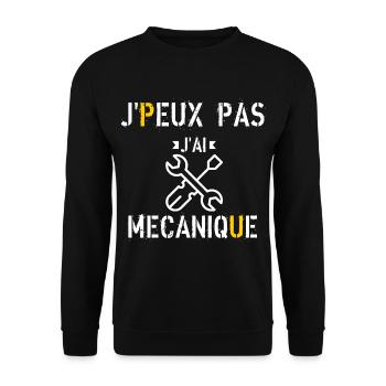 J Peux Pas J ai Mécanique - Sweat-shirt Unisexe - noir - Devant - Alina (178cm) & Michal (187cm)
