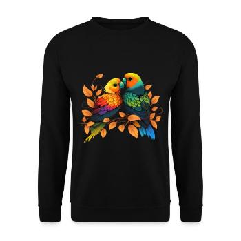 Agapornis Unzertrennliche Retro Parrots Lovebird - Unisex Pullover - Schwarz - Vorne - Alina (178cm) & Michal (187cm)
