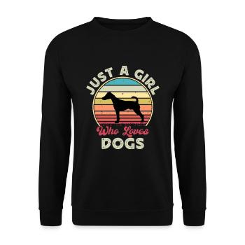 Foxterrier Glatte Hundesilhouette Retro Sonnenuntergang - Unisex Pullover - Schwarz - Vorne - Alina (178cm) & Michal (187cm)
