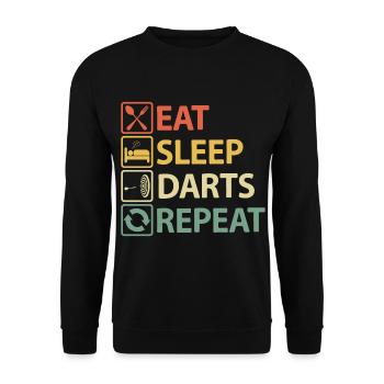 Dart Sprüche Lustige Witzige Humor Vintage Eat - Unisex Pullover - Schwarz - Vorne - Alina (178cm) & Michal (187cm)