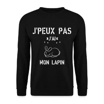 J Peux Pas J Ai Mon Lapin - Sweat-shirt Unisexe - noir - Devant - Alina (178cm) & Michal (187cm)