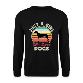Grey Hound Hund Lover Silhouette Vintage Sunset - Unisex Pullover - Schwarz - Vorne - Alina (178cm) & Michal (187cm)