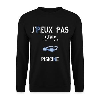 J Peux Pas J Ai Piscine - Sweat-shirt Unisexe - noir - Devant - Alina (178cm) & Michal (187cm)