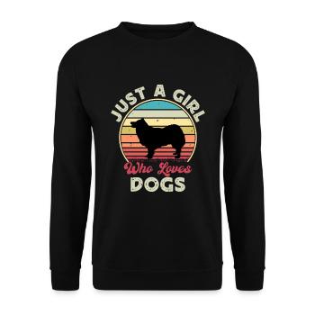 Isländischer Schäferhund Hund Silhouette Retro Sonnenuntergang - Unisex Pullover - Schwarz - Vorne - Alina (178cm) & Michal (187cm)