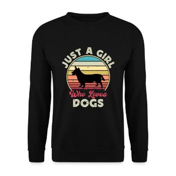 Lancashire Heeler Dog Love Silhouette Retro Sunset - Unisex Pullover - Schwarz - Vorne - Alina (178cm) & Michal (187cm)