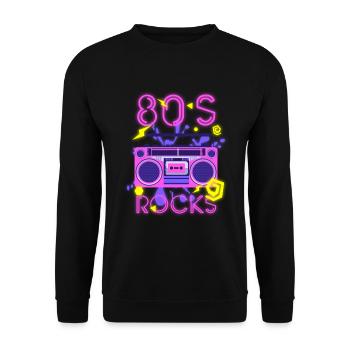 80er Musik - Unisex Pullover - Schwarz - Vorne - Alina (178cm) & Michal (187cm)