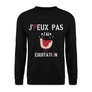 J Peux Pas J Ai Equitation - Sweat-shirt Unisexe - noir - Devant - Alina (178cm) & Michal (187cm)