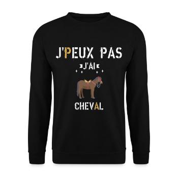 J Peux Pas J Ai Cheval - Sweat-shirt Unisexe - noir - Devant - Alina (178cm) & Michal (187cm)