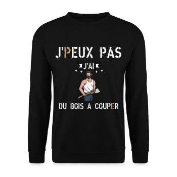 J peux pas j ai du bois à couper - Sweat-shirt Unisexe - noir - Devant - Alina (178cm) & Michal (187cm)