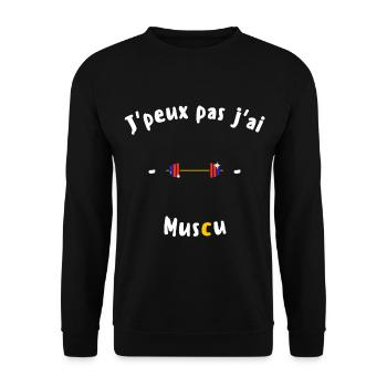 J peux pas j ai Muscu - Sweat-shirt Unisexe - noir - Devant - Alina (178cm) & Michal (187cm)