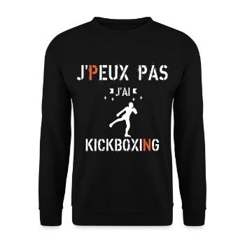 J Peux Pas J ai kickboxing - Sweat-shirt Unisexe - noir - Devant - Alina (178cm) & Michal (187cm)