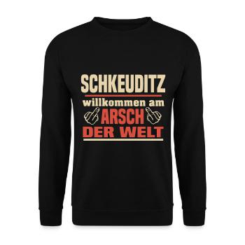 Schkeuditz - Unisex Pullover - Schwarz - Vorne - Alina (178cm) & Michal (187cm)