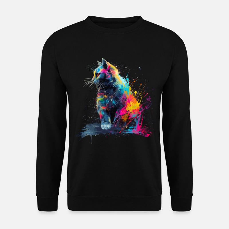 Painted Cat - KI-generiert - Unisex Pullover - Schwarz