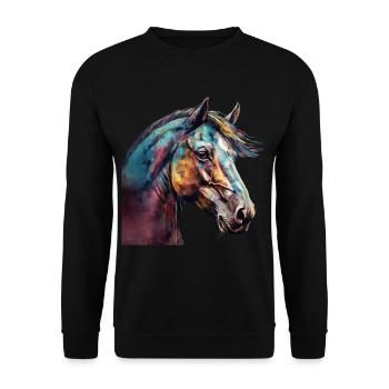 Idée passion chevaux cavalière aquarelle splash - Sweat-shirt Unisexe - noir - Devant - Alina (178cm) & Michal (187cm)