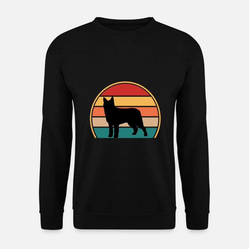 Bouvier Des Ardennes Hund Silhouette Retro Sunset - Unisex Pullover - Schwarz