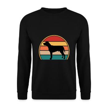 Braque du Bourbonnais Hund Silhouette Retro Sonnenuntergang - Unisex Pullover - Schwarz - Vorne - Alina (178cm) & Michal (187cm)