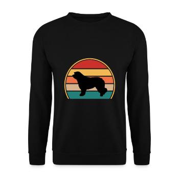 Katalanischer Schäferhund Hund Liebhaber Silhouette Retro Sonnenuntergang - Unisex Pullover - Schwarz - Vorne - Alina (178cm) & Michal (187cm)