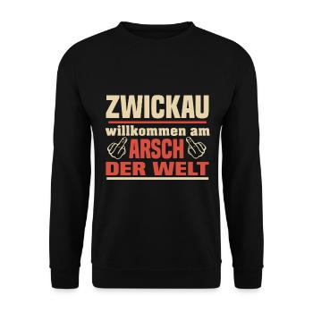Zwickau - Unisex Pullover - Schwarz - Vorne - Alina (178cm) & Michal (187cm)