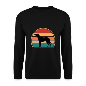 Collie lisse chien amant silhouette Vintage coucher de soleil - Sweat-shirt Unisexe - noir - Devant - Alina (178cm) & Michal (187cm)