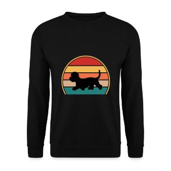 Dandie Dinmont Terrier Dog Silhouette Retro Sunset - Unisex Sweatshirt - black - Front - Alina (178cm) & Michal (187cm)