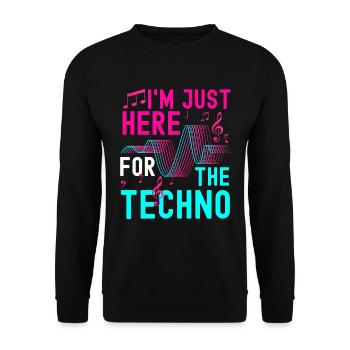 Techno Techno Musik Tanzen Abfeiern - Unisex Pullover - Schwarz - Vorne - Alina (178cm) & Michal (187cm)