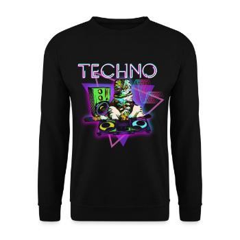 Techno Techno Musik Party Energie - Unisex Pullover - Schwarz - Vorne - Alina (178cm) & Michal (187cm)
